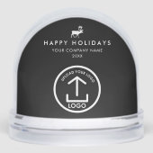 Business Photo Logo Christmas Reindeer Custom Gift Schneekugeln (Vorderseite)