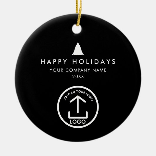 Business Photo Logo Christmas Tree Custom Gift Keramik Ornament (Vorne)