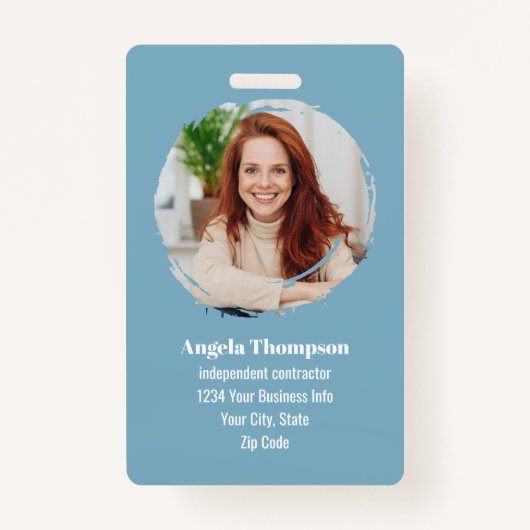 Business Photo QR Code Blue Employee Ausweis (Vorderseite)