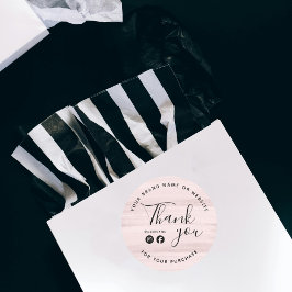 Business Pink Black Brush Danke für die Social Med Runder Aufkleber