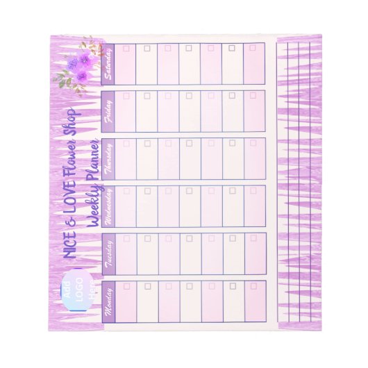 Business Pink Lila Weekly Planer Notepad Notizblock (Vorderseite)