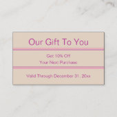 Business Pink und Beige Beauty Salon Ermäßigung Visitenkarte (Vorderseite)