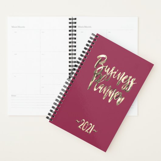 Business Planer 2021 rosa rotes Gold-Script modern (Anzeige)