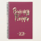 Business Planer 2021 rosa rotes Gold-Script modern (Vorderseite)