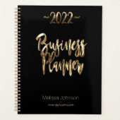 Business-Planer 2022 Schwarz-Gold-Script modern Planer (Vorderseite)