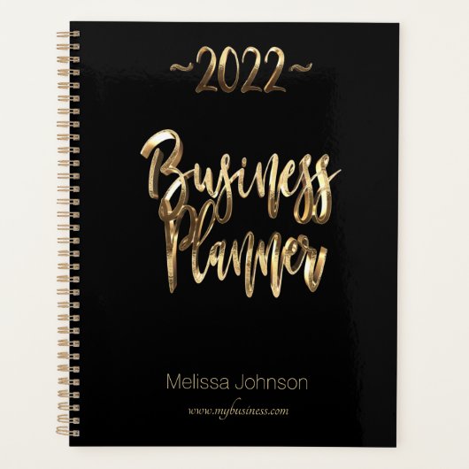 Business-Planer 2022 Schwarz-Gold-Script modern Planer (Vorderseite)
