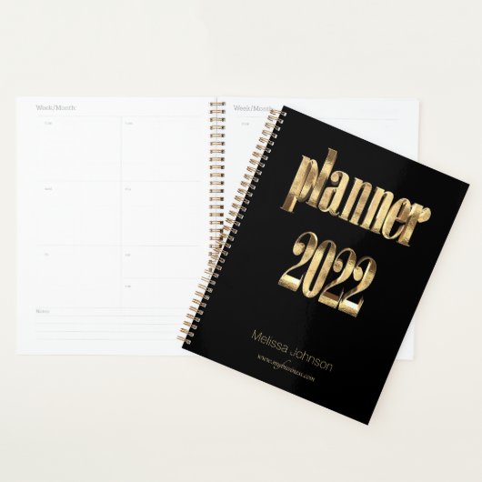 Business-Planer 2022 Schwarz-Gold-Script-Moderne Planer (Anzeige)