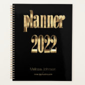 Business-Planer 2022 Schwarz-Gold-Script-Moderne Planer (Vorderseite)