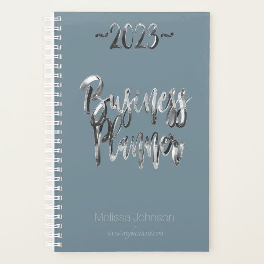 Business Planer 2023 Blue Silver Script Modern (Vorderseite)