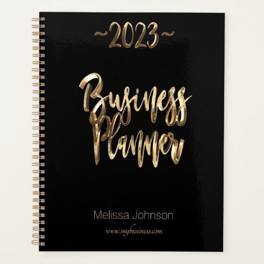 Business Planer 2023 Schwarz-Gold-Script-Technik (Vorderseite)