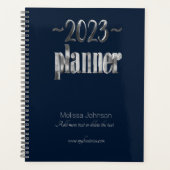 Business Planner 2023 Blau und Grau Script modern Planer (Vorderseite)