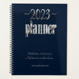 Business Planner 2023 Blau und Grau Script modern Planer