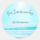 Business Product Label Summer Blue Beach Szene Runder Aufkleber (Vorderseite)