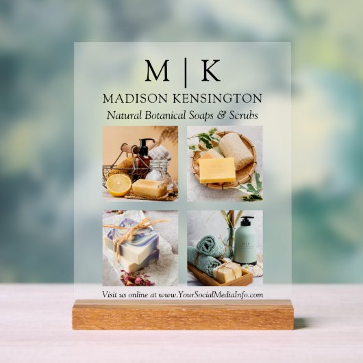 Business Products für Monogram oder Add-Fotos Acrylschild (Neutral)