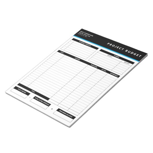 Business Project Budget Template Sheets Notepad Notizblock (angewinkelt)