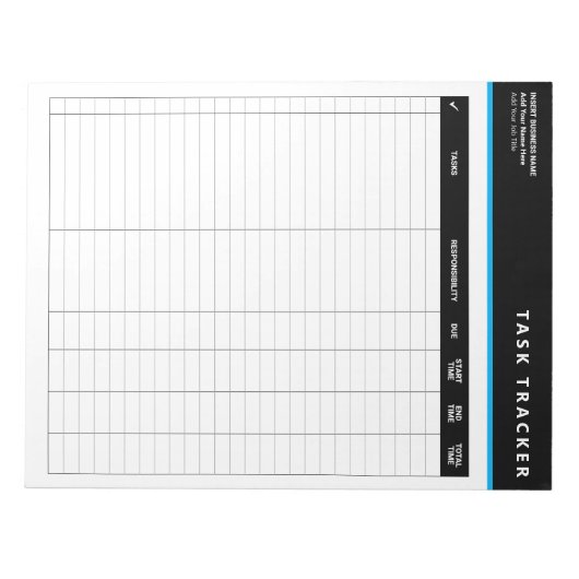 Business Project Management Task Tracker Notepad Notizblock (Vorderseite)