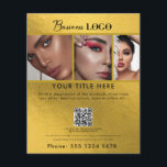 Business Promotional Beauty Hair Nail Salon Gold Flyer<br><div class="desc">A minimalist gold simple business flyer that allows you to customize your business logo, business title, business description, business social media handle, business QR code scannable website link, business contact details etc. A perfect business flyer template for all types of businesses. Customize this professional business flyer and make it your...</div>