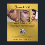 Business Promotional Beauty Hair Nail Salon Gold Flyer<br><div class="desc">A minimalist gold simple business flyer that allows you to customize your business logo, business title, business description, business social media handle, business QR code scannable website link, business contact details etc. A perfect business flyer template for all types of businesses. Customize this professional business flyer and make it your...</div>