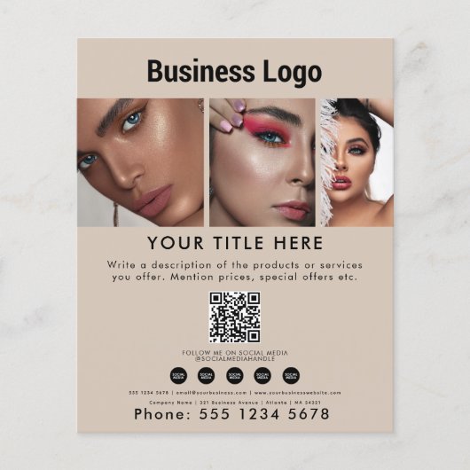 Business Promotionsalon Schönheitshaar Nail Makeup Flyer (Vorne)