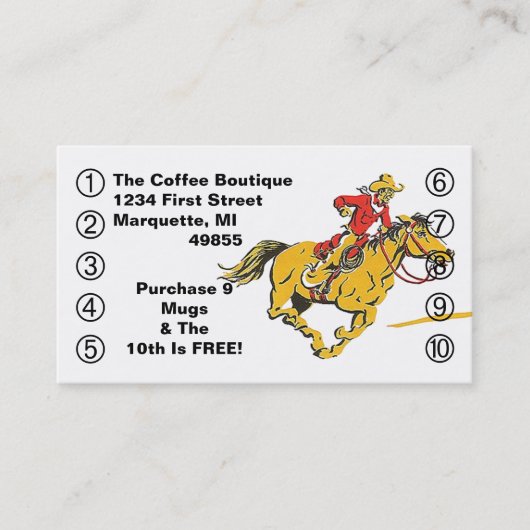 Business Punch Card Cowboy Pferd Western Style Treuekarte (Vorderseite)