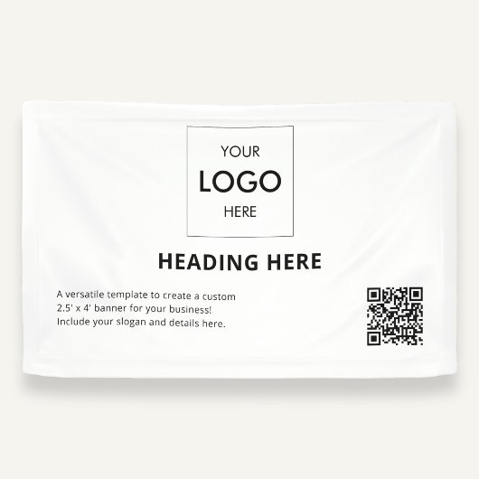 Business QR Code Advertising White Banner