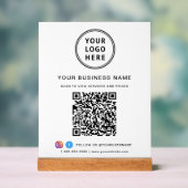 Business QR Code and Logo White Acrylschild (Neutral)