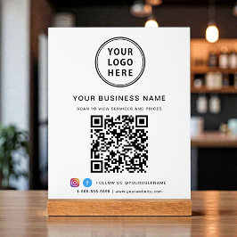 Business QR Code and Logo White Acrylschild