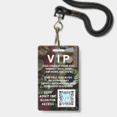 Business QR Code Dunkles Foto Cool Promo Event VIP Ausweis (Vorderseite mit Lanyard)