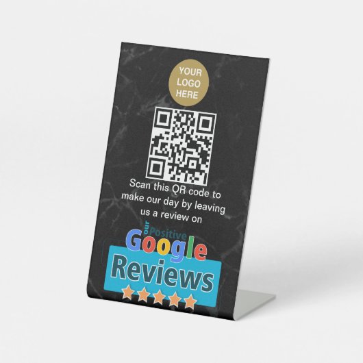 Business QR Code Google Review Pedestal Sign Sockelschild (Vorderseite)