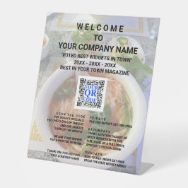 Business QR Code Light Foto Cool Retail Willkommen Sockelschild