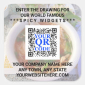 Business QR Code Light Foto Cool Simple Promo Quadratischer Aufkleber (Vorderseite)