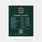 Business QR Code Logo Modern Opening Hours Acrylschild (Vorderseite)