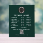 Business QR Code Logo Modern Opening Hours Acrylschild (Neutral)