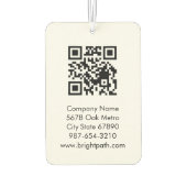 Business QR Code Logo Name Contact Black White  Autolufterfrischer (Rückseite)