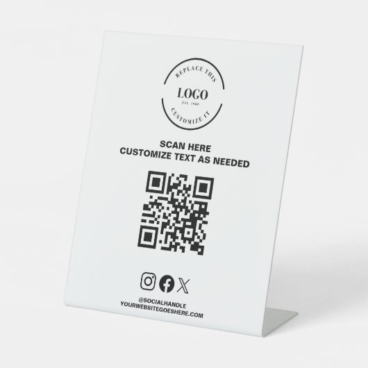 Business QR-Code Logo Social Handle Website Store Sockelschild (Vorderseite)