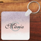 Business QR Code Mit Monogramm Imitat Glitzer Schlüsselanhänger (Rückseite)