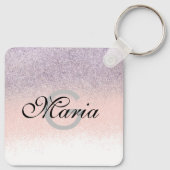 Business QR Code Mit Monogramm Imitat Glitzer Schlüsselanhänger (Rückseite)