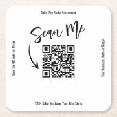 Business QR Code Scan Me Menu Custom Rechteckiger Pappuntersetzer (Vorderseite)