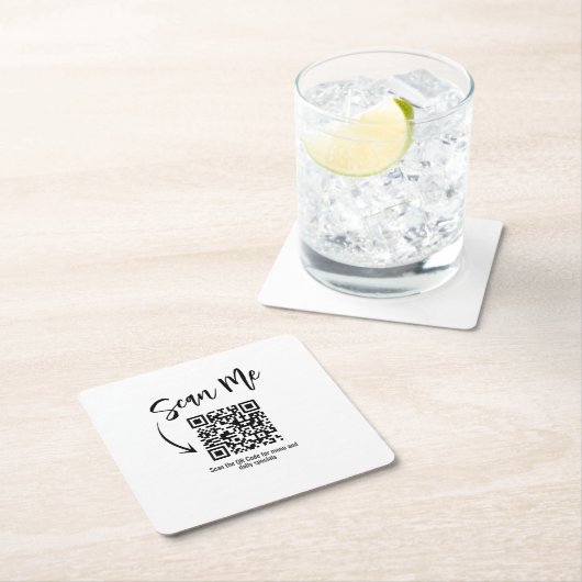 Business QR Code Scan Me Menu Custom Rechteckiger Pappuntersetzer (Vor Ort)