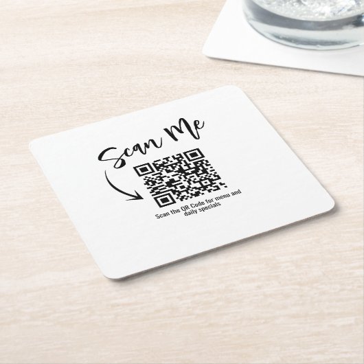Business QR Code Scan Me Menu Custom Rechteckiger Pappuntersetzer (angewinkelt)