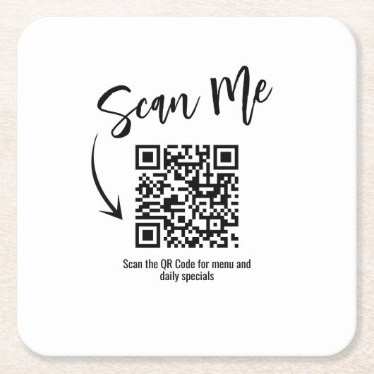 Business QR Code Scan Me Menu Custom Rechteckiger Pappuntersetzer (Vorderseite)