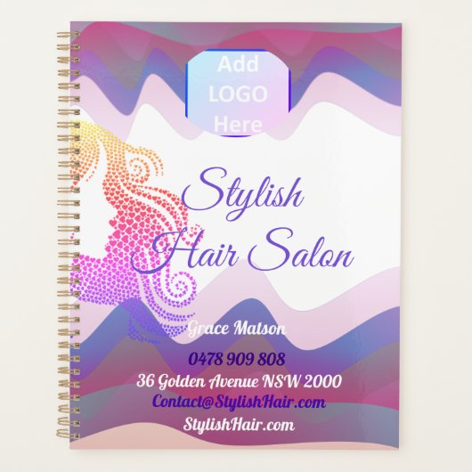 Business Rainbow Waves Planer mit Logo (Vorderseite)