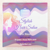Business Rainbow Waves Untersetzer mit Logo (Vorderseite)