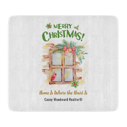 Business Realtor Christmas Zuhause, wo das Herz is Schneidebrett (Vorderseite)
