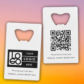 Business Rectangle Logo Text Promo QR Code Geldbeutel Flaschenöffner