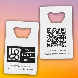 Business Rectangle Logo Text Promo QR Code Geldbeutel Flaschenöffner