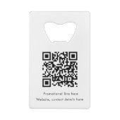 Business Rectangle Logo Text Promo QR Code Geldbeutel Flaschenöffner (Rückseite)