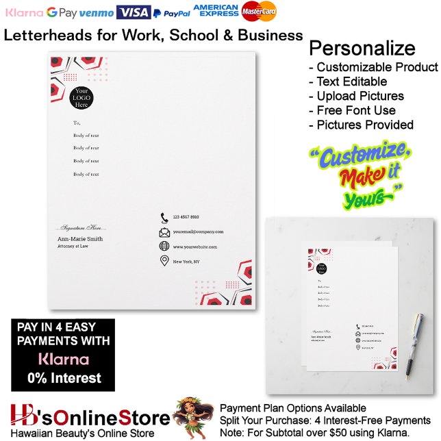 Business Red Black White Logo Company Signature Briefbogen (Business Red Black White Logo Company Signature Letterhead.)