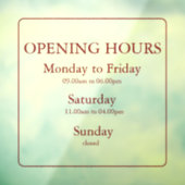 Business Red Opening Hours Sign | Window Cling Fensteraufkleber (Blatt 3)