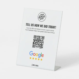 Business Review QR Code Rating Pedestal Sockelschild